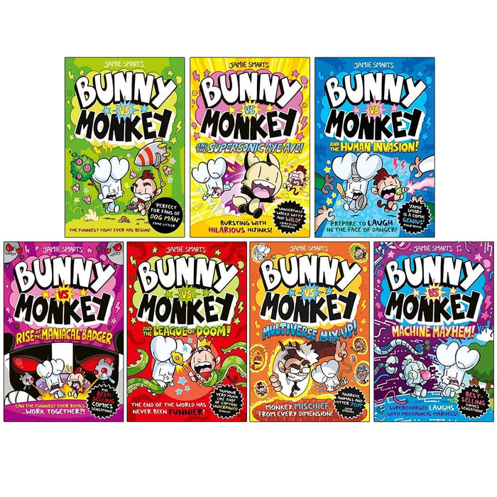 Jamie Smart Bunny vs Monkey 7 Books Collection Set (The Human Invasion, Rise of the Maniacal Badger) - The Book Bundle