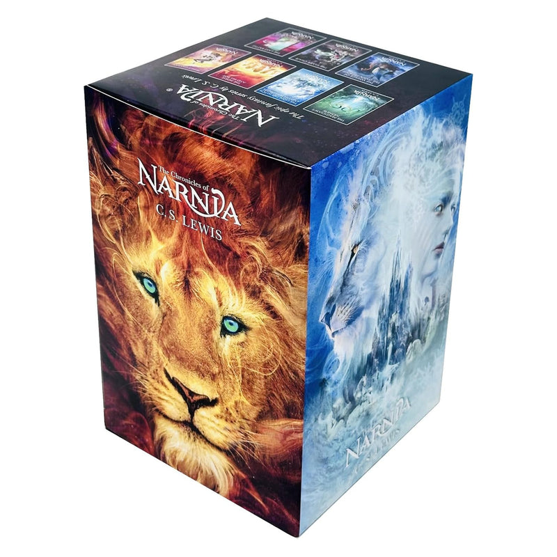 Seven-book Chronicles of Narnia collection by C S Lewis, featuring The Lion, the Witch and the Wardrobe, and The Horse and His Boy.