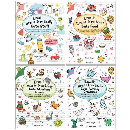 Kawaii How to Draw Really Series 4 Books Collection Set By Angela Nguyen (Cute Stuff, Cute Food, Cute Woodland Friends & Cute Fantasy Creatures) - The Book Bundle