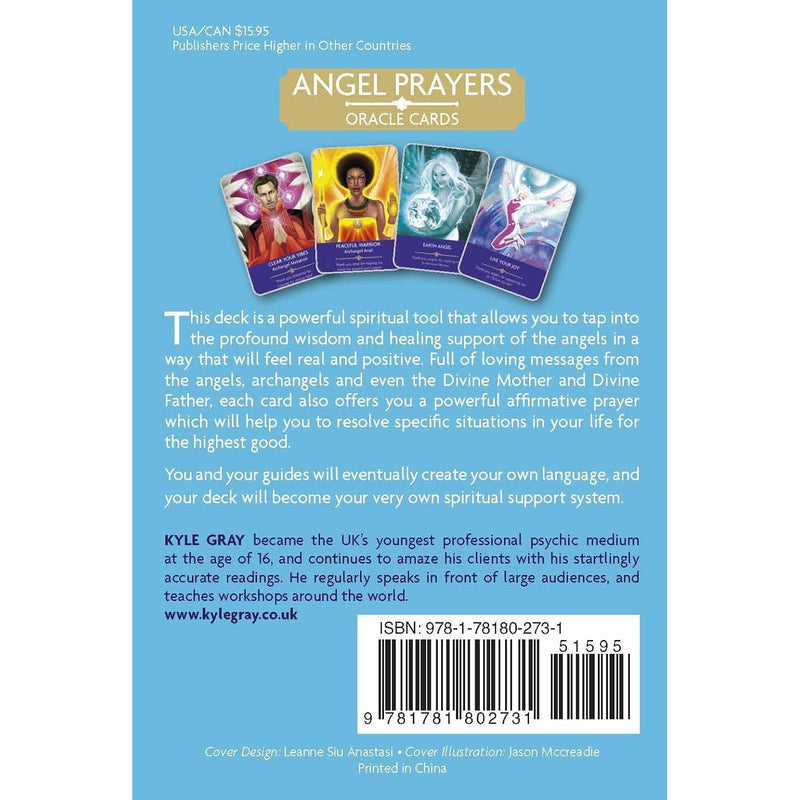 Angel Prayers Oracle Cards deck by Kyle Gray featuring angel guidance illustrations and inspiring messages on each card.