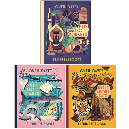 Owen Davey Animal Series Collection 3 Books Set (Mad About Monkeys, Smart About Sharks, Crazy About Cats) - The Book Bundle