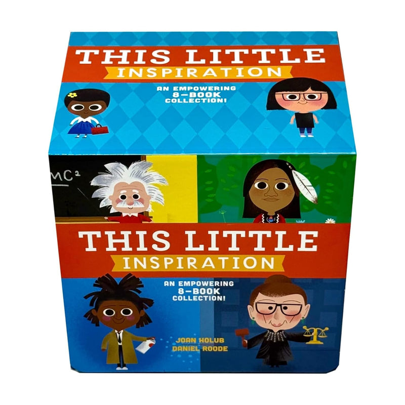 Set of inspiring non-fiction board books from This Little Inspiration collection by Joan Holub & Daniel Roode, featuring colorful illustrations.