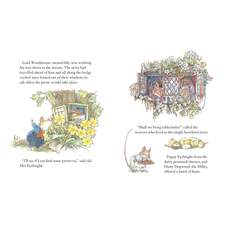 Set of four hardcover Brambly Hedge books by Jill Barklem for children aged 3-7, featuring charming illustrations and storytelling.
