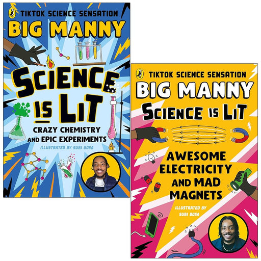 Big Manny Science is Lit Collection 2 Books Set (Science is Lit Crazy chemistry and epic experiments and Awesome Electricity and Mad Magnets) - The Book Bundle