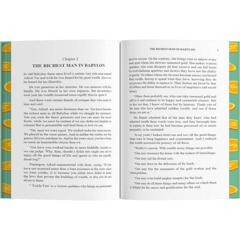 Cover image of "The Richest Man In Babylon" by George S. Clason, Wilco Classics edition with sprayed edge design.
