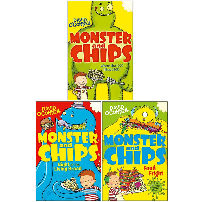 Monster and Chips 3 Books Collection Set By David O'Connell (Monster and Chips Food Fright) - The Book Bundle