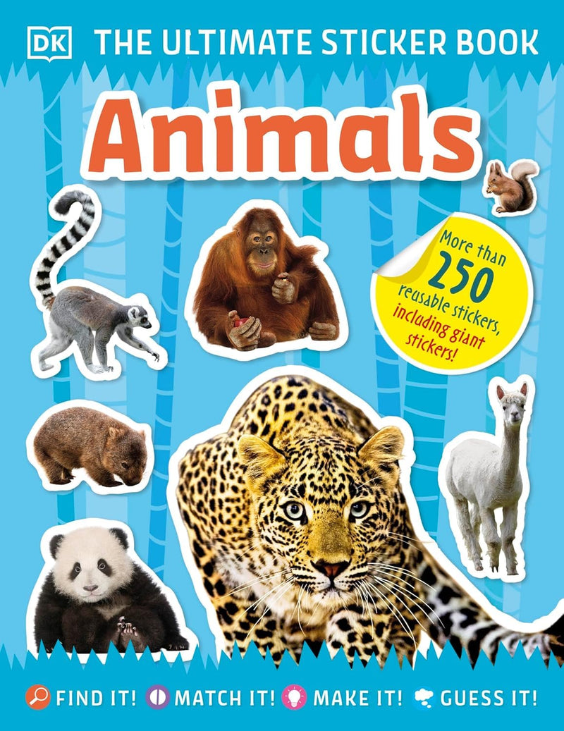 Set of four DK Ultimate Sticker Books Series 6 featuring animals, bugs, farm scenes, and sharks with colorful illustrations.
