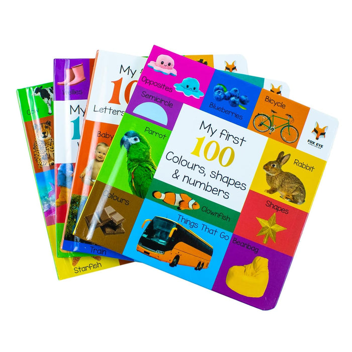 My First 100 Box set 4 books set (My first 100 words, 100 Animals, 100 Colours-shapes-numbers, 100 letters& phonics) - The Book Bundle