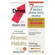 Thinking Fast and Slow, Drive, Atomic Habits and 7 Habits of Highly Effective People 4 Books Collection Set - The Book Bundle