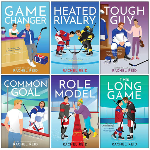 Collection of six Rachel Reid Game Changers Series books including Game Changer, Heated Rivalry, Tough Guy, and others, by Carina Press Ltd.