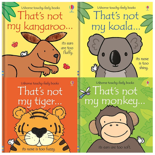 Usborne Touchy Feely Wild Animals Collection 4 Books Set by Fiona Watt (Tiger, Koala, Kangaroo, That's not my Monkey) - The Book Bundle