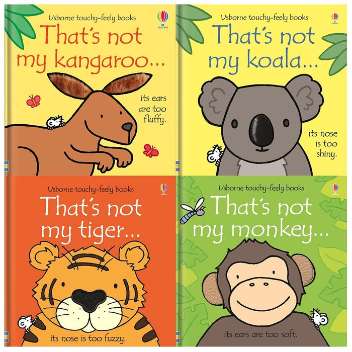 Usborne Touchy Feely Wild Animals Collection 4 Books Set by Fiona Watt (Tiger, Koala, Kangaroo, That's not my Monkey) - The Book Bundle