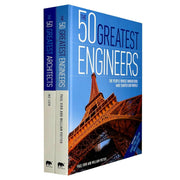 Set of two hardcover books on architecture and engineering by Ike Ijeh, Paul Virr, and William Potter, featuring notable architects and engineers.