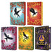 Set of five hardcover The Hunger Games books by Suzanne Collins, deluxe collection with distinctive cover art.