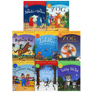 Collection of Julia Donaldson and Axel Scheffler early reader books including Zog, Stick Man, Tiddler, and The Highway Rat by Alison Green Books Ltd.