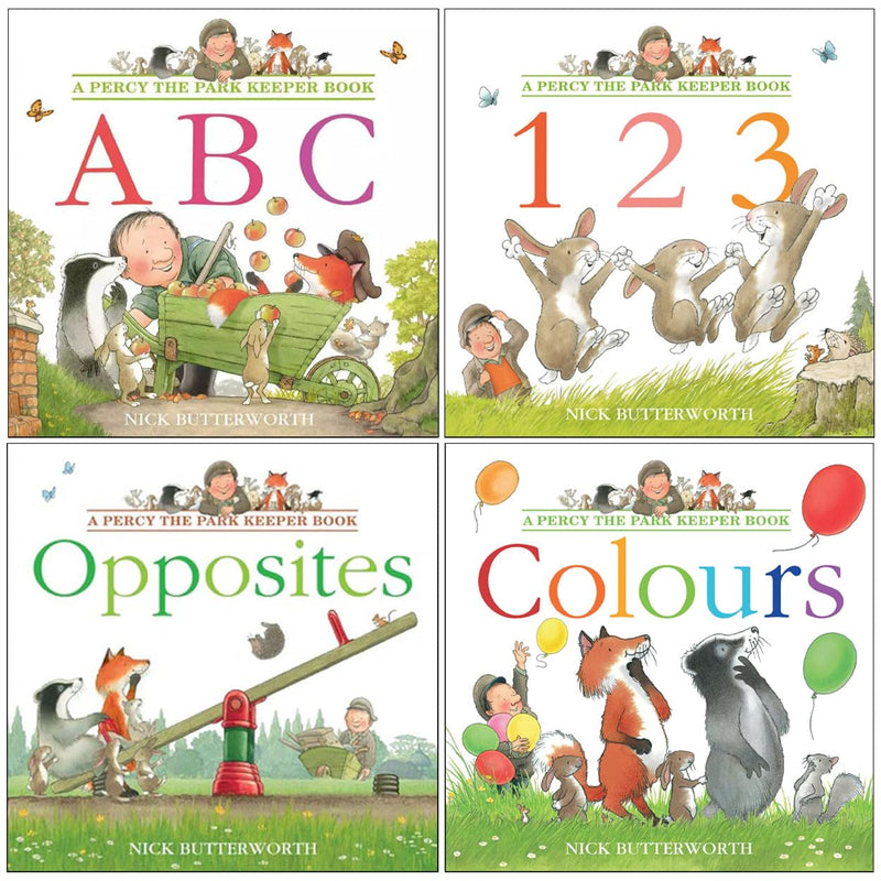 Percy the Park Keeper Early Learning collection 4 Picture Books Set ABC, 123, Colours & Opposites - The Book Bundle
