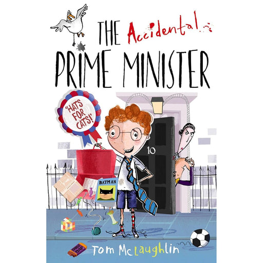 Paperback children's fiction book "The Accidental Prime Minister" by Tom McLaughlin, published by OUP Oxford, with colorful cover art.
