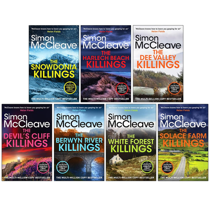 DI Ruth Hunter Series 1-7 Books Collection Set By Simon McCleave (The Snowdonia Killings, The Harlech Beach, The Dee Valley, Devil's Cliffs, The Berwyn River, White Forest and Solace Farm Killings) - The Book Bundle