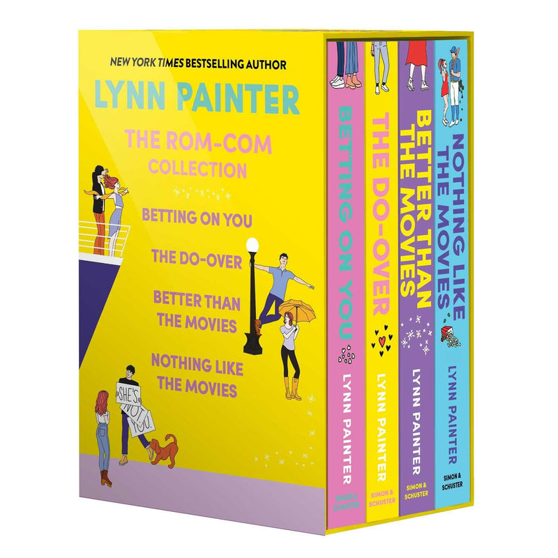 Four paperback young adult books from Lynn Painter's Rom-Com collection, featuring colorful covers and engaging titles.