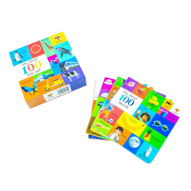 My First 100 Box set 4 books set (My first 100 words, 100 Animals, 100 Colours-shapes-numbers, 100 letters& phonics) - The Book Bundle