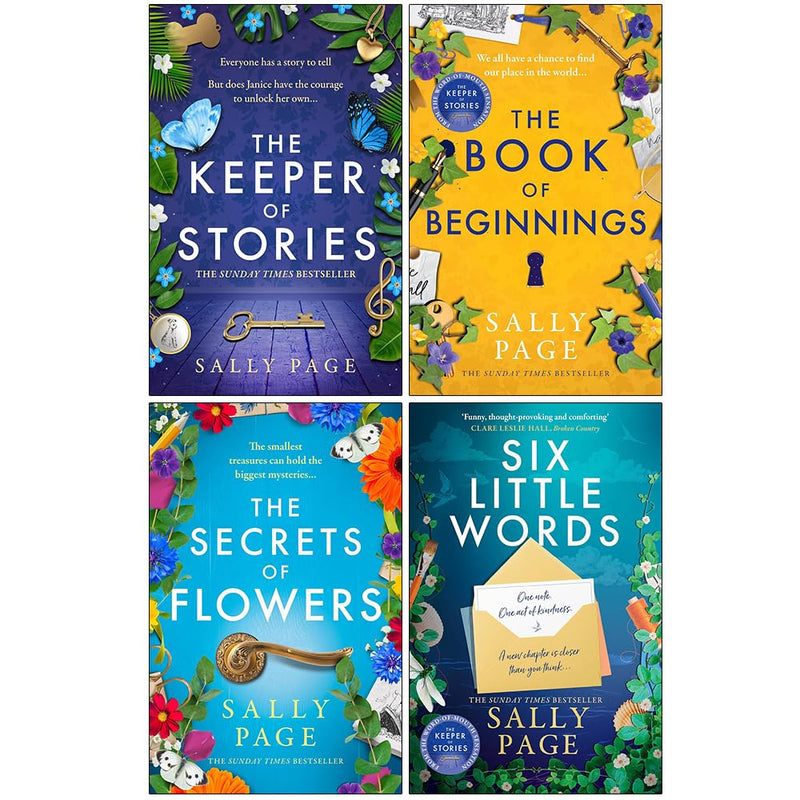 Set of two fiction books from the Sally Page Collection, including The Keeper of Stories and The Book of Beginnings by HarperCollins.