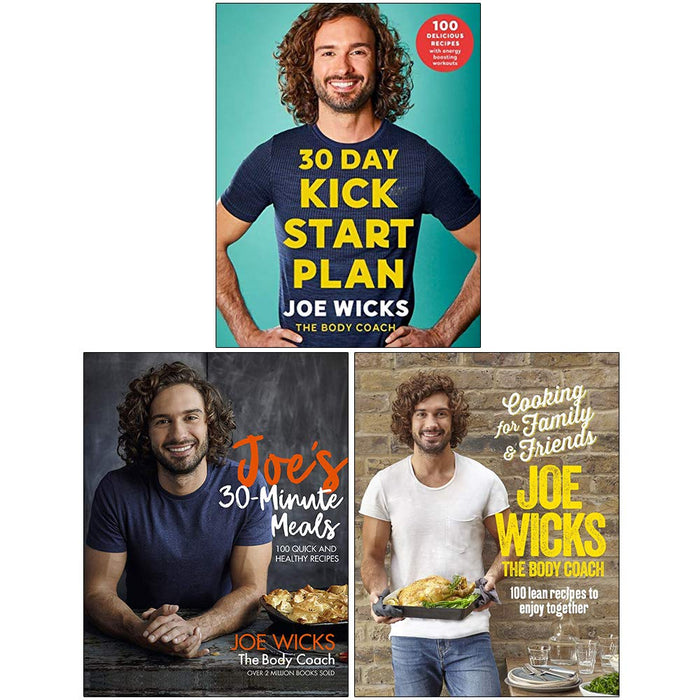 Joe Wicks Collection 3 Books Set (30 Day Kick Start Plan, [Hardcover] Joe's 30 Minute Meals, [Hardcover] Cooking for Family and Friends) - The Book Bundle