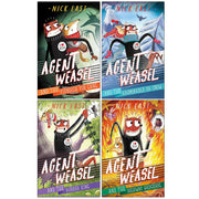 Complete Agent Weasel Series 4-book collection by Nick East, featuring colorful paperback covers from Hodder Children's Books.