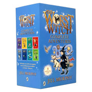 Set of eight Puffin books from Jill Murphy's The Worst Witch collection, featuring colorful covers with magical character illustrations.