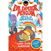 Evil Emperor Penguin & The World Will Be Mine! book collection by Laura Ellen Anderson, featuring colorful paperback covers.