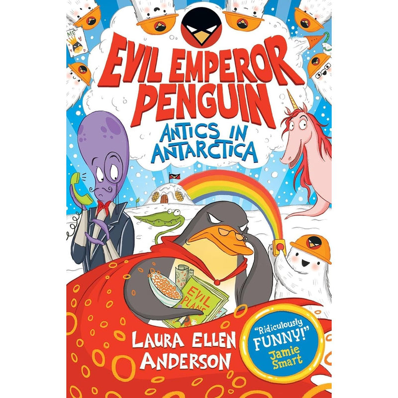 Evil Emperor Penguin & The World Will Be Mine! book collection by Laura Ellen Anderson, featuring colorful paperback covers.