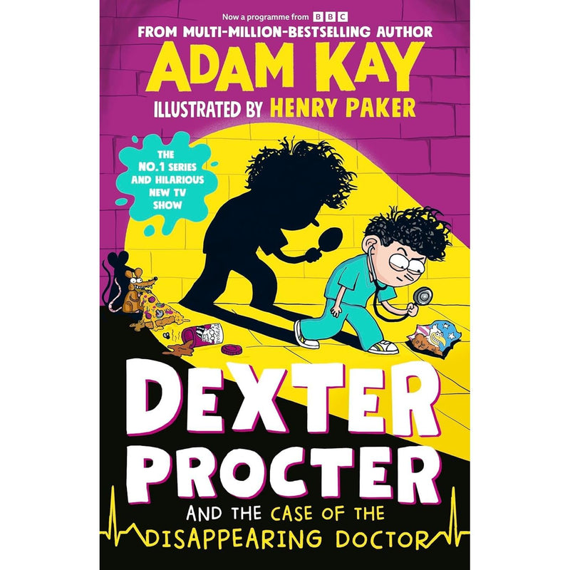 Two hardcover books from the Dexter Procter Series by Adam Kay, medical adventures for ages 9–12, Puffin edition.