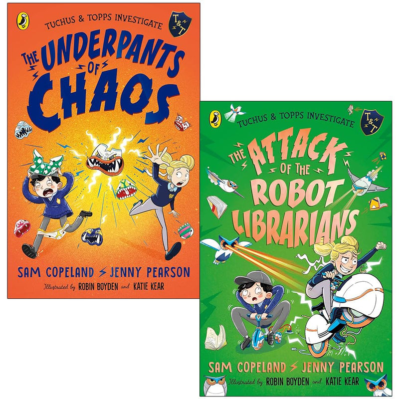 Two paperback books from the Underpants Of Chaos collection set by Sam Copeland and Jenny Pearson, for ages 7-9.