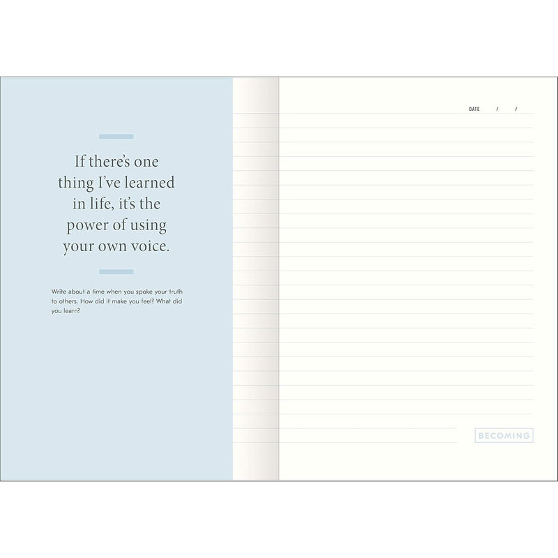 Viking hardcover journal titled "Becoming" by Michelle Obama, featuring a clean design and inspiring cover art.