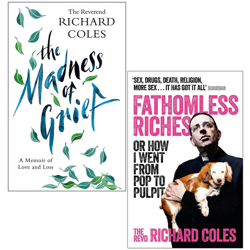 Set of two non-fiction books by Reverend Richard Coles, "The Madness of Grief" and "Fathomless Riches," with cover images visible.