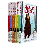Collection of Julian Gough's Rabbit and Bear Series 1-6 children's books, featuring colorful covers from Hodder Children's Books.
