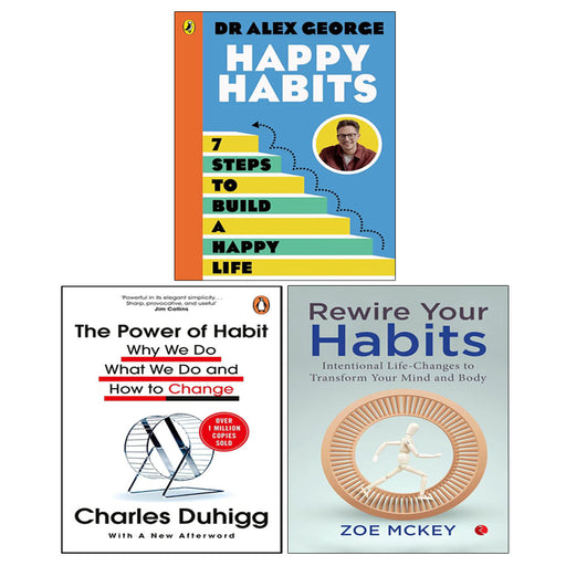 The Power of Habit, Happy Habits, Rewire Your Habits 3 Books Collection Set - The Book Bundle
