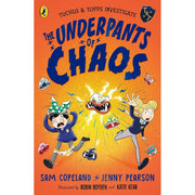Two paperback books from the Underpants of Chaos collection by Sam Copeland and Jenny Pearson for ages 7-9, featuring colorful covers.