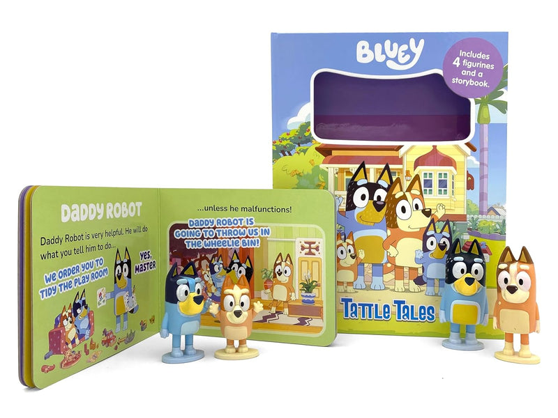 Bluey Tattle Tales 12 Page Storybook Featuring 4 Figurines - Ages 3–5 - Board book
