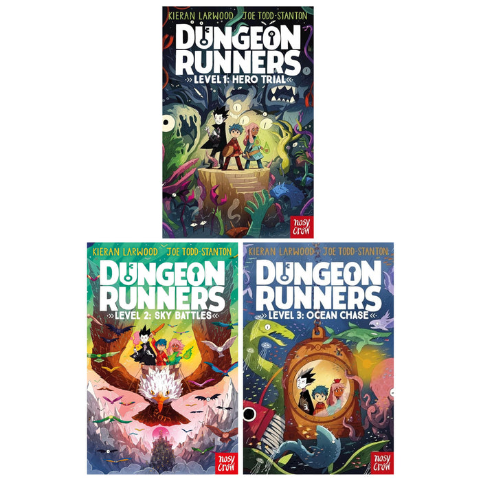 Dungeon Runners Series By Kieran Larwood Illustrated 3 Books Collection Set (Level 1: Hero Trial, Level 2: Sky Battles and Level 3: Ocean Chase) - The Book Bundle