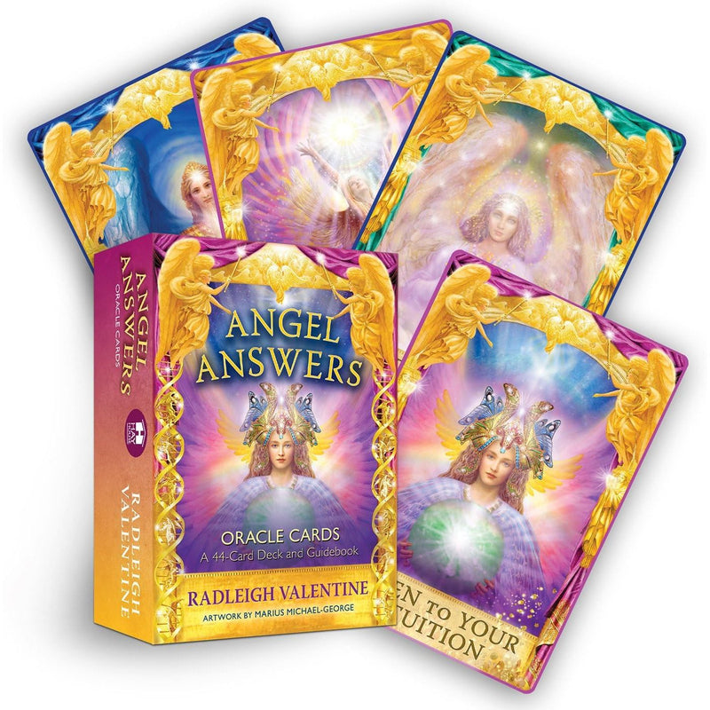Radleigh Valentine Multicolor Angel Answers Oracle Card Deck with 44 cards for illuminating life's questions, by Hay House Inc.