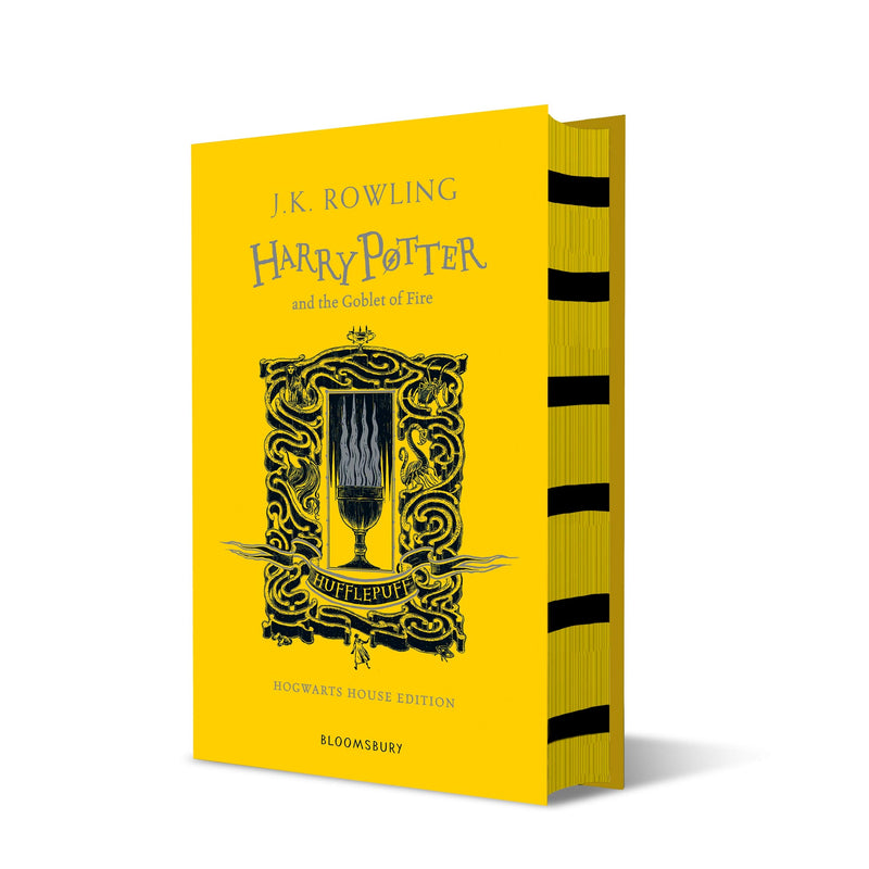 Hufflepuff Edition Harry Potter and the Goblet of Fire book by J.K. Rowling, featuring Hufflepuff house emblem and colorful cover art.