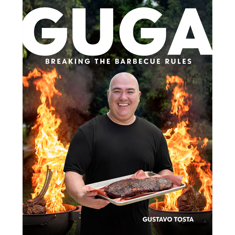 Book cover for "Guga: Breaking the Barbecue Rules" by DK, featuring a vibrant barbecue scene with grilling tools and food.