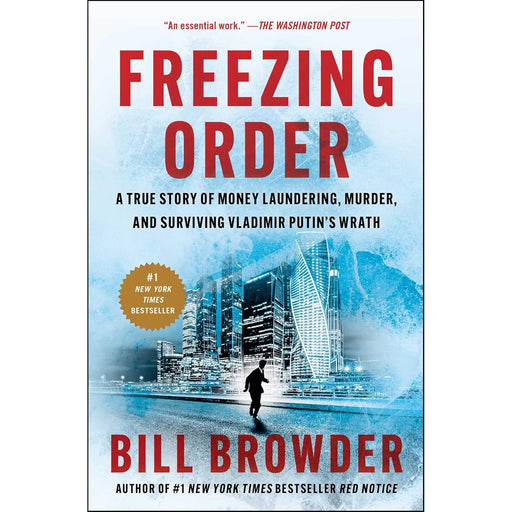 Book cover image for "Freezing Order" by Bill Browder, published by Simon & Schuster UK, featuring a dark, intense design.