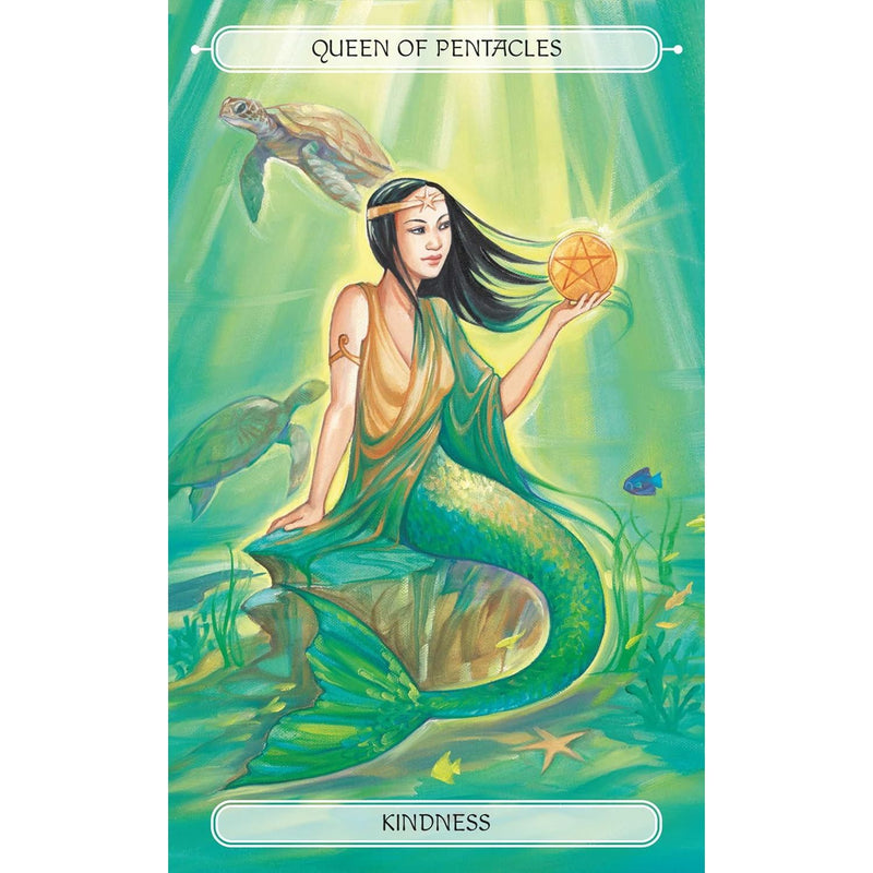 Oceanic Tarot 78-card deck by Jayne Wallace with a 64-page guidebook, featuring ocean-inspired artwork and mystical symbols.