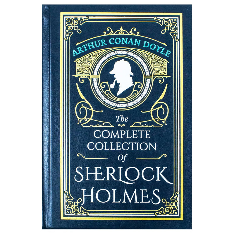 Sherlock Holmes classic editions leather bound collection including A Study In Scarlet, The Sign Of Four, and The Adventures of Sherlock Holmes.