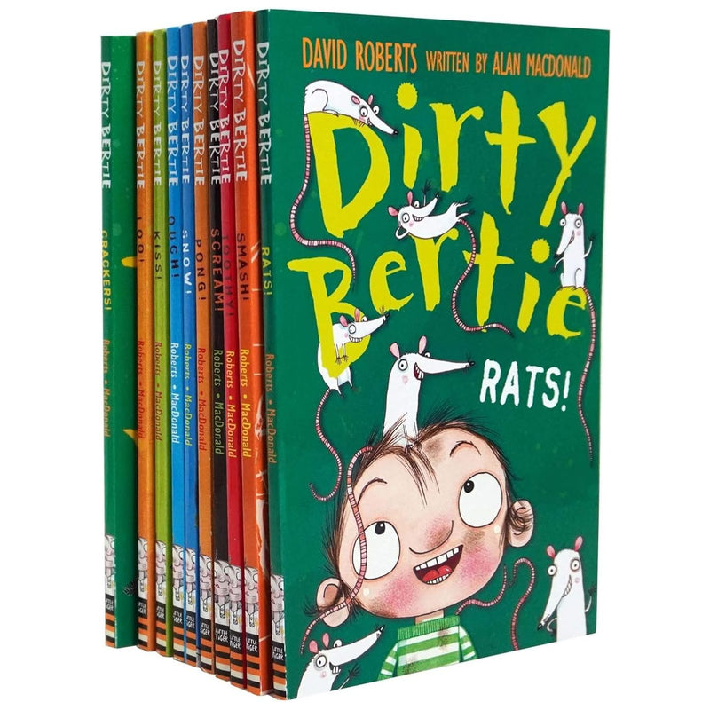 Dirty Bertie - Series 2 - David Roberts 10 Books Collection Set (Rats, Smash, Kiss, Pong, Scream, Loo, Ouch, Crackers, Snow, Toothy) - The Book Bundle