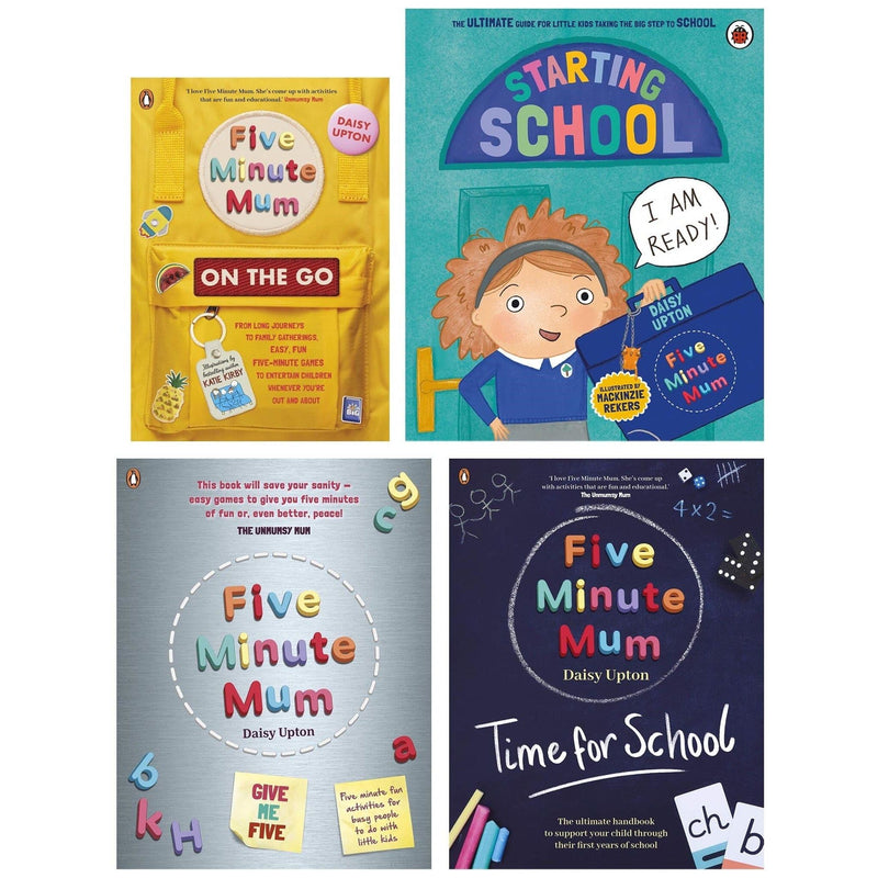 Five Minute Mum By Daisy Upton 4 Books Collection Set (Give Me Five Five, Time For School, On the Go, Starting School) - The Book Bundle