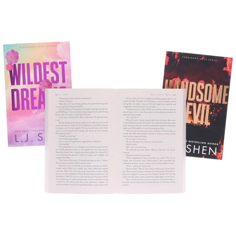 Three-book collection set of Forbidden Love Series by L.J. Shen, featuring Truly Madly Deeply, Wildest Dreams, and Handsome Devil.