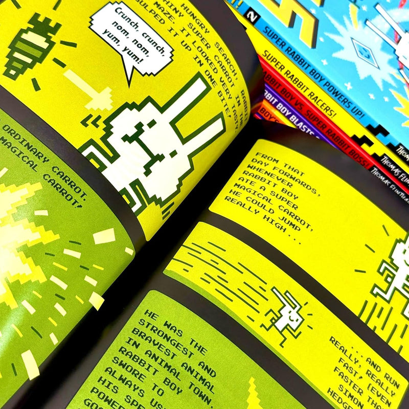Press Start Series 1-7 books collection by Thomas Flintham, colorful children's books with playful illustrations.
