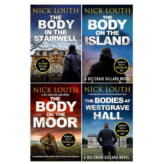 DCI Craig Gillard Crime Thrillers 4 Books Set by Nick Louth (The Body on the Moor, The Bodies at Westgrave Hall, The Body on the Island, The Body in the Stairwell) - The Book Bundle